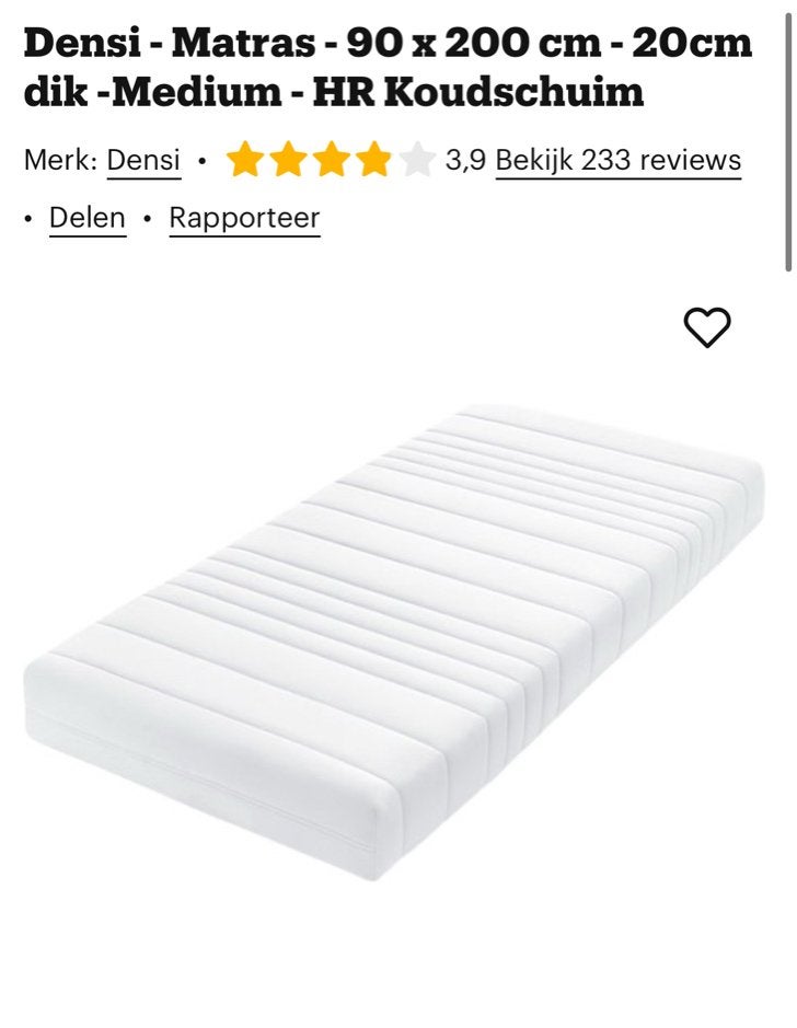 Densi Matras - 90x200 cm - 20cm dik - Medium - HR Koudschuim, Ophalen, 90 cm, Eenpersoons, Zo goed als nieuw