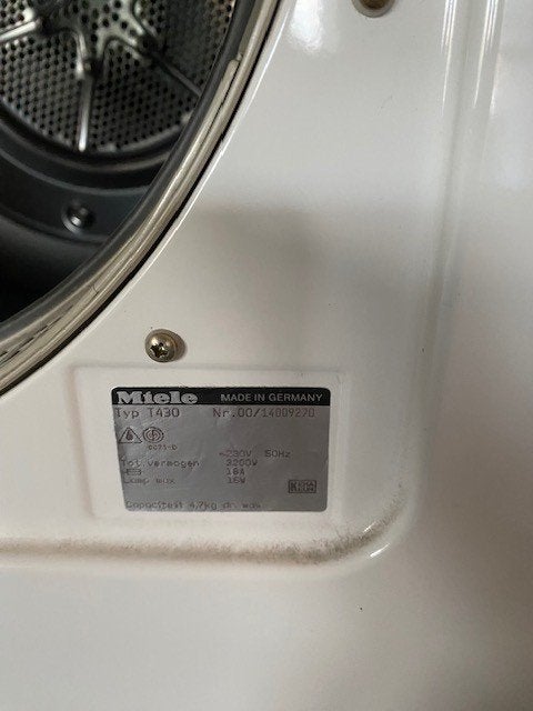 Droger Merk Miele, Ophalen, 6 tot 8 kg, Gebruikt, Voorlader
