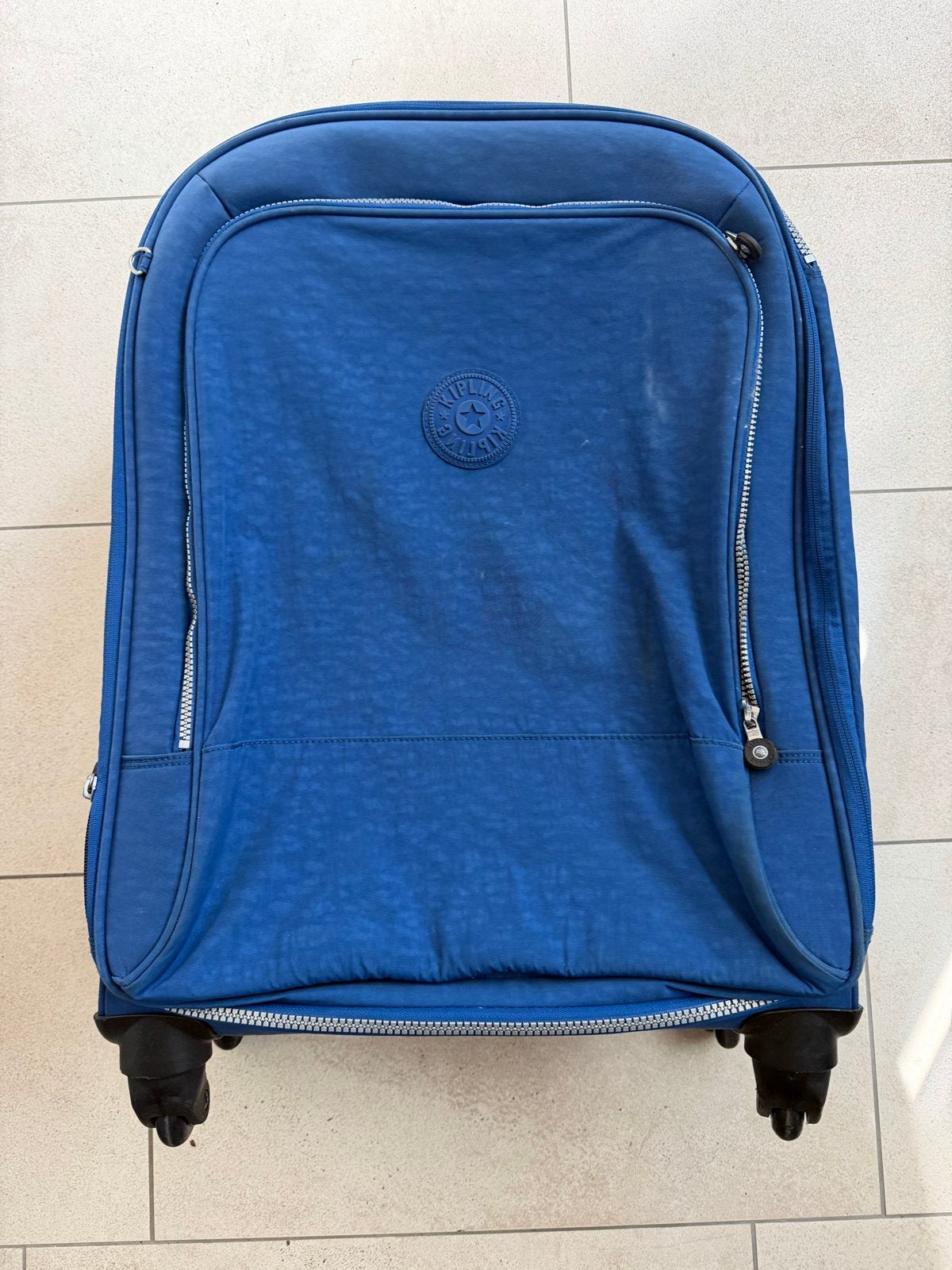 Kipling Zachte Grote Koffer op Wieltjes - Blauw, 40 tot 60 cm, 30 cm of meer, Gebruikt, Blauw