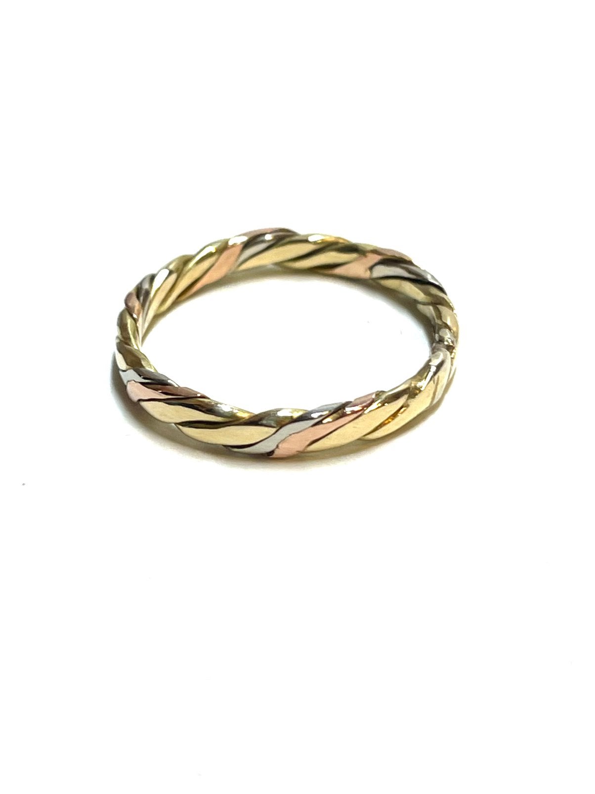 14k geel, rosé en witgouden ring, -, -, Ophalen of Verzenden, -