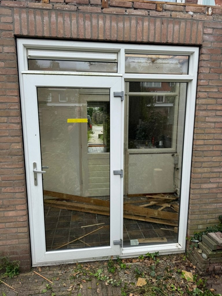2x dubbele deur van kunststof met HR ruiten., Ophalen, Kunststof, 120 cm of meer, 215 cm of meer