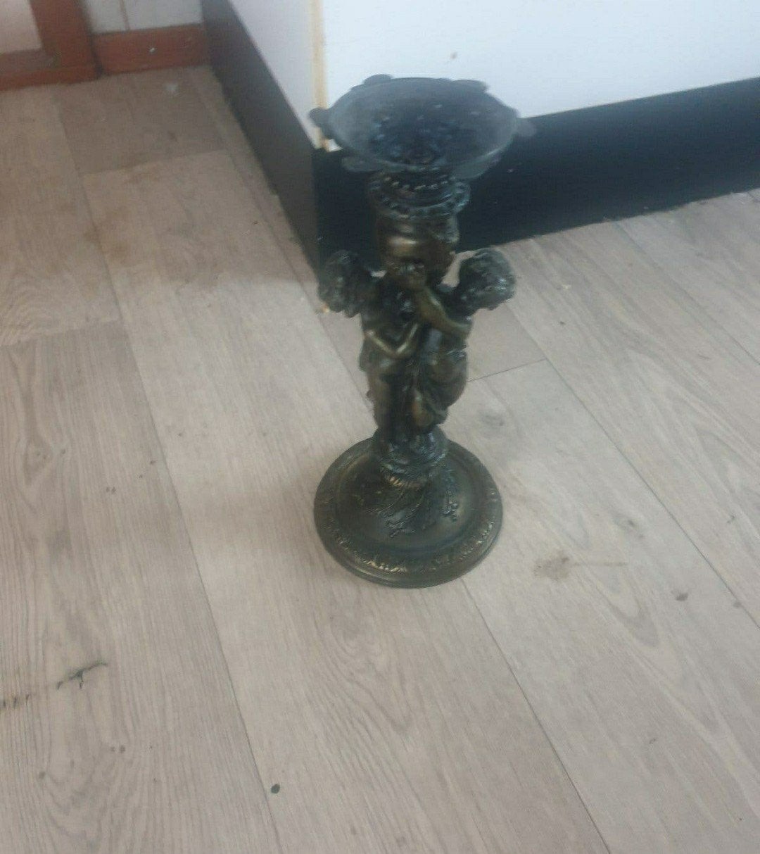 Prachtig antiek cupido kandelaar, Ophalen of Verzenden