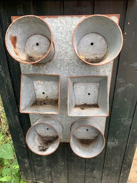 Te koop: verticale planten-kruidenbak van zink., Ophalen, Gebruikt, Minder dan 60 cm, Metaal