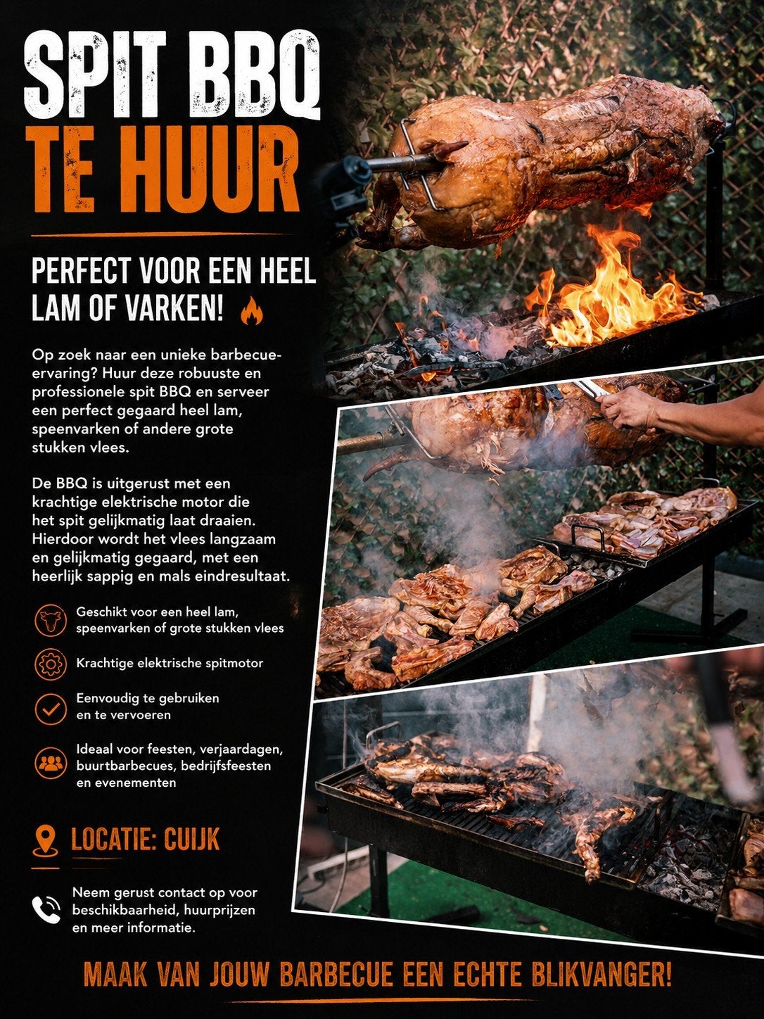Robuuste spit BBQ te huur - Perfect voor lam of varken, Ophalen, Gebruikt