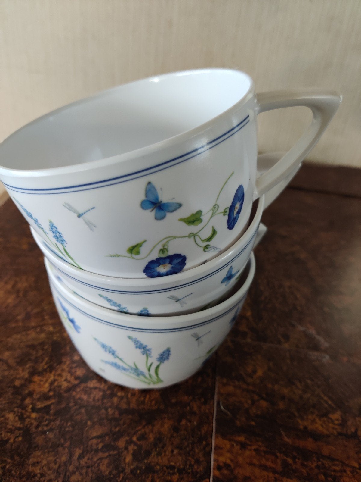 mepal rosti melamine servies Janneke Brinkman blauw/wit, Ophalen of Verzenden, Gebruikt