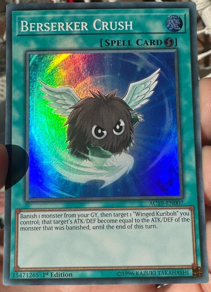 Yu-Gi-Oh! Berserker Crush AC19 1st Edition !, Ophalen of Verzenden, Zo goed als nieuw, Losse kaart, Foil