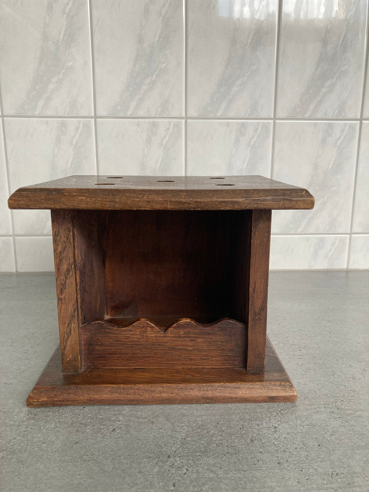 Vintage eikenhouten voetenstoof, Antiek en Kunst, Ophalen of Verzenden