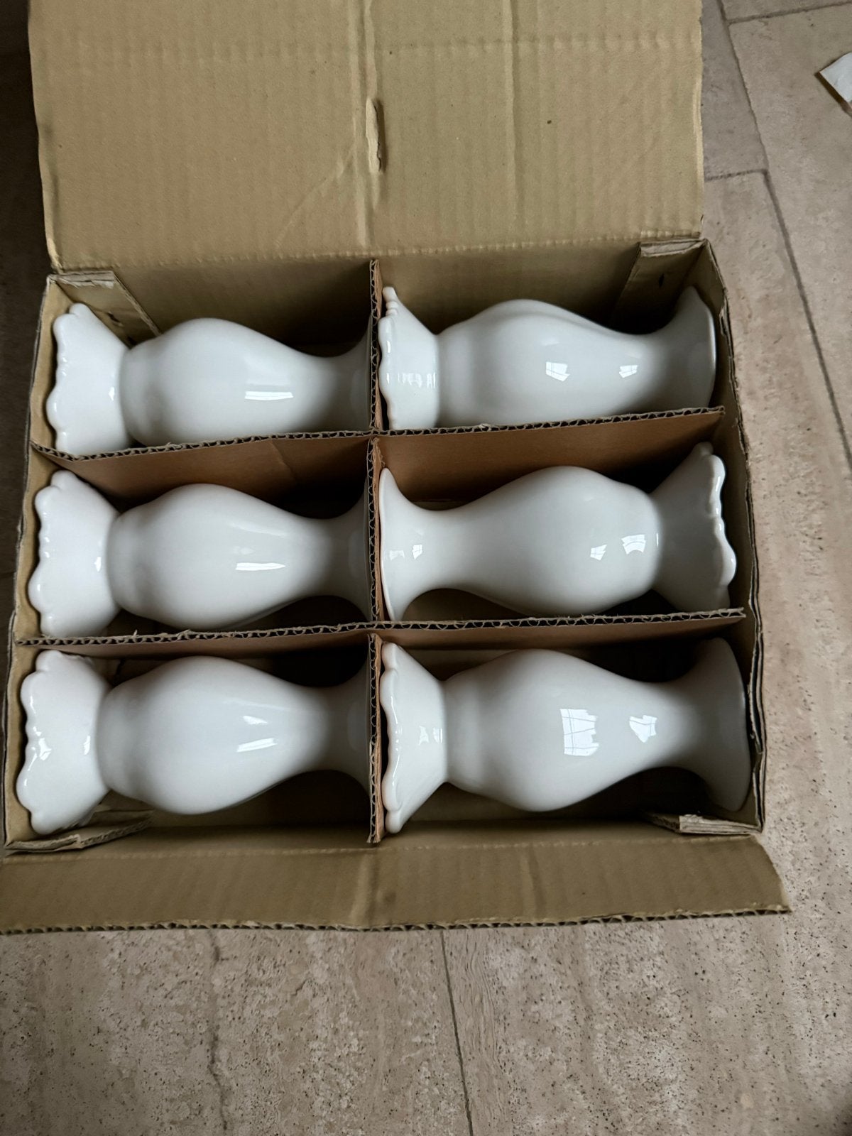 Set van 6 witte keramische kandelaars, Huis en Inrichting, Wit, Nieuw, Ophalen of Verzenden, Steen/keramiek