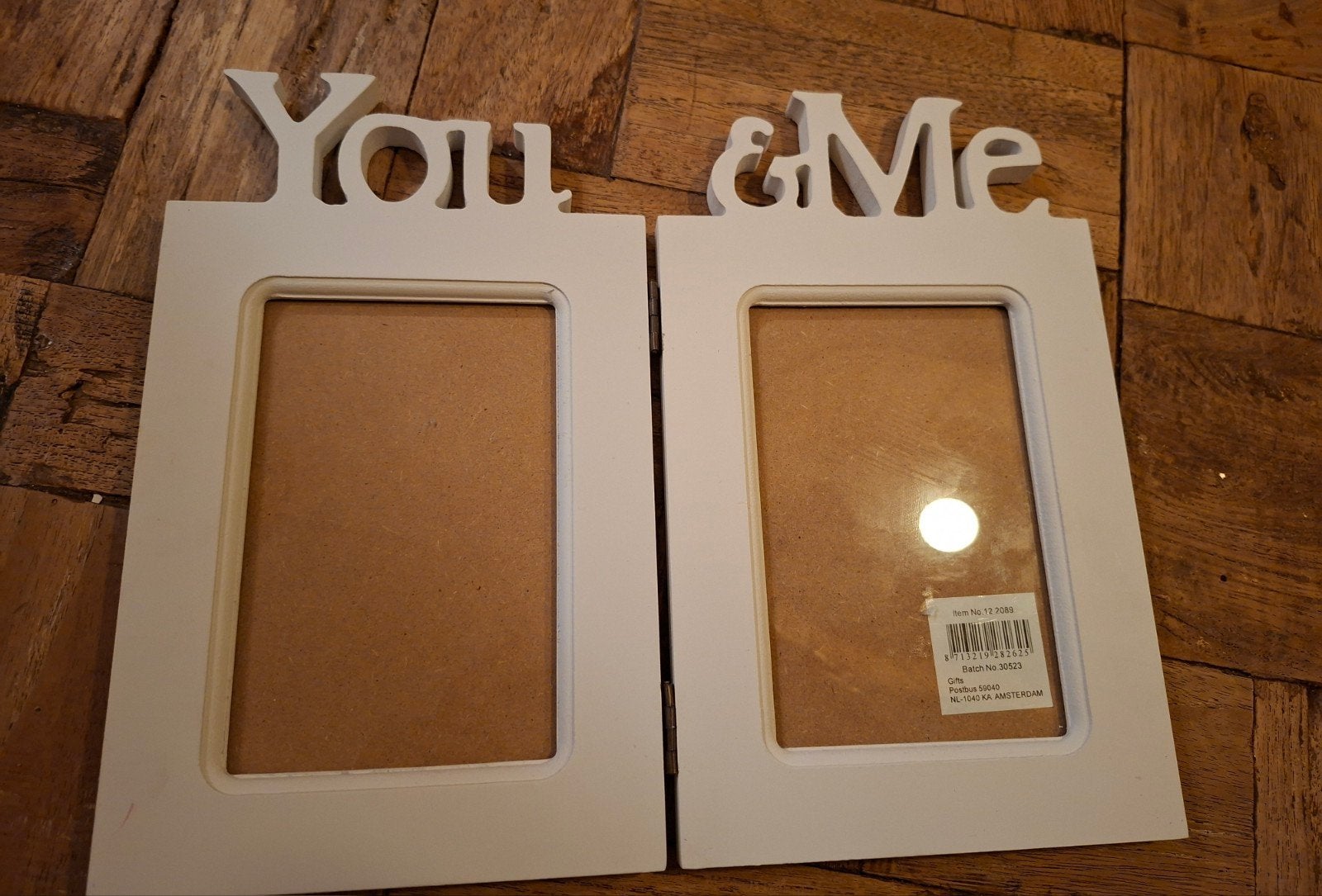 Set van 2 fotolijsten 'You & Me' - Wit, Hout, Gebruikt, Ophalen of Verzenden, Fotolijst, Wit