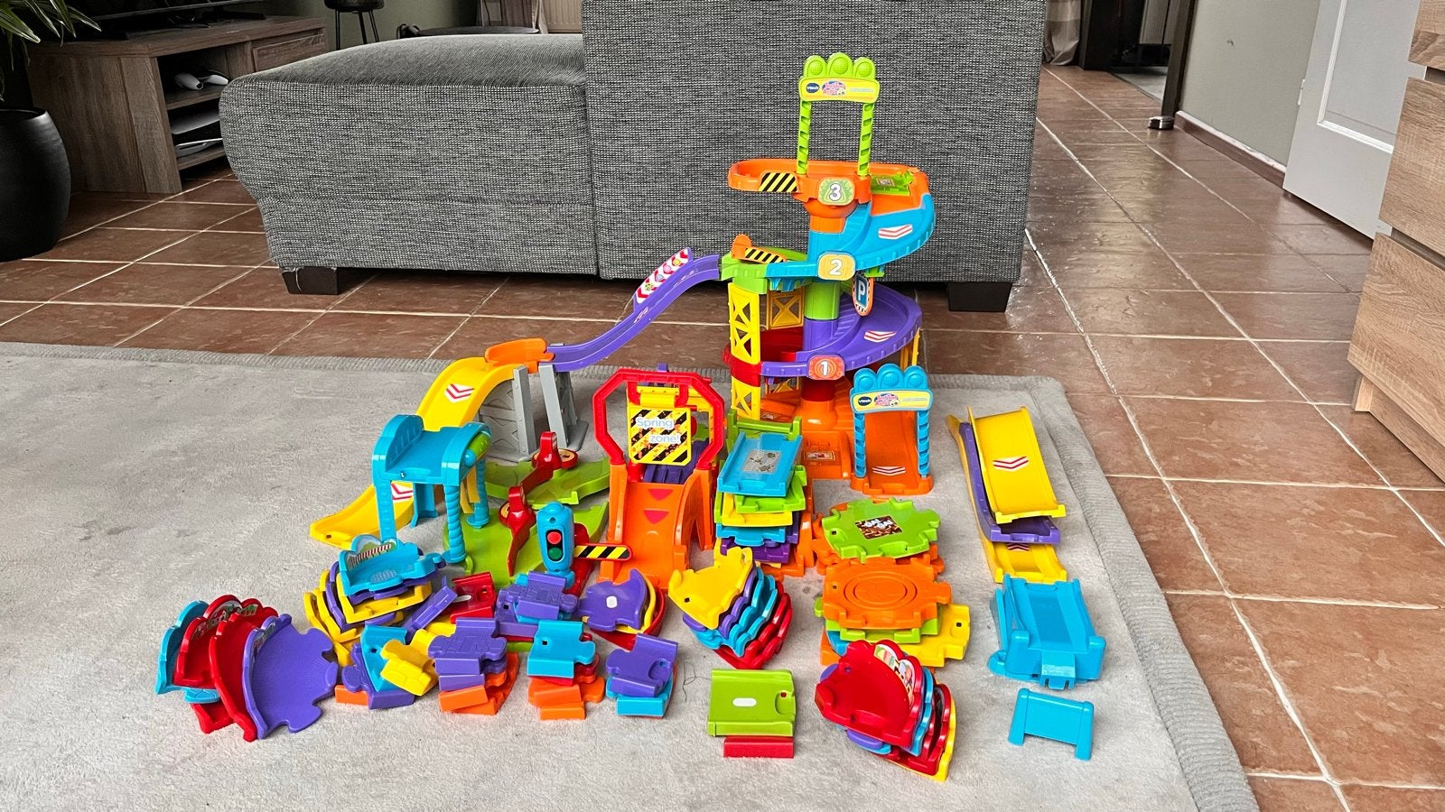 VTech Toet Toet Auto's garage en baan met auto’s, Ophalen, Gebruikt, Auto, Met geluid