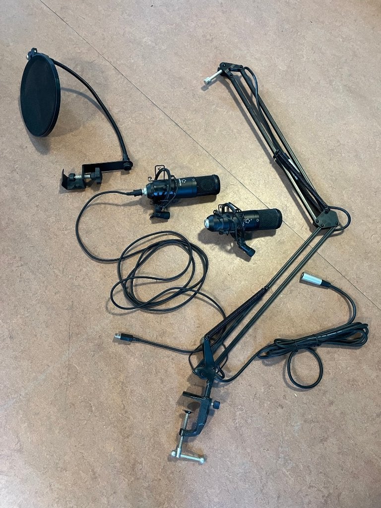 Renkforce CU-4 microfoon (2x), tafelstatief, popfilter, Ophalen, Gebruikt, Studiomicrofoon