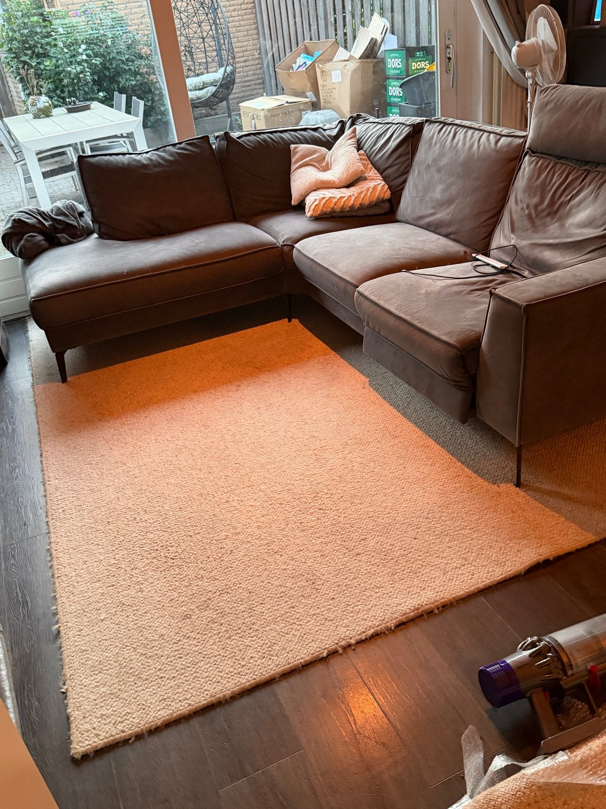 Beige laagpolig tapijt 200x300- Gebruikt, 4 jaar oud, Ophalen, Gebruikt, Beige
