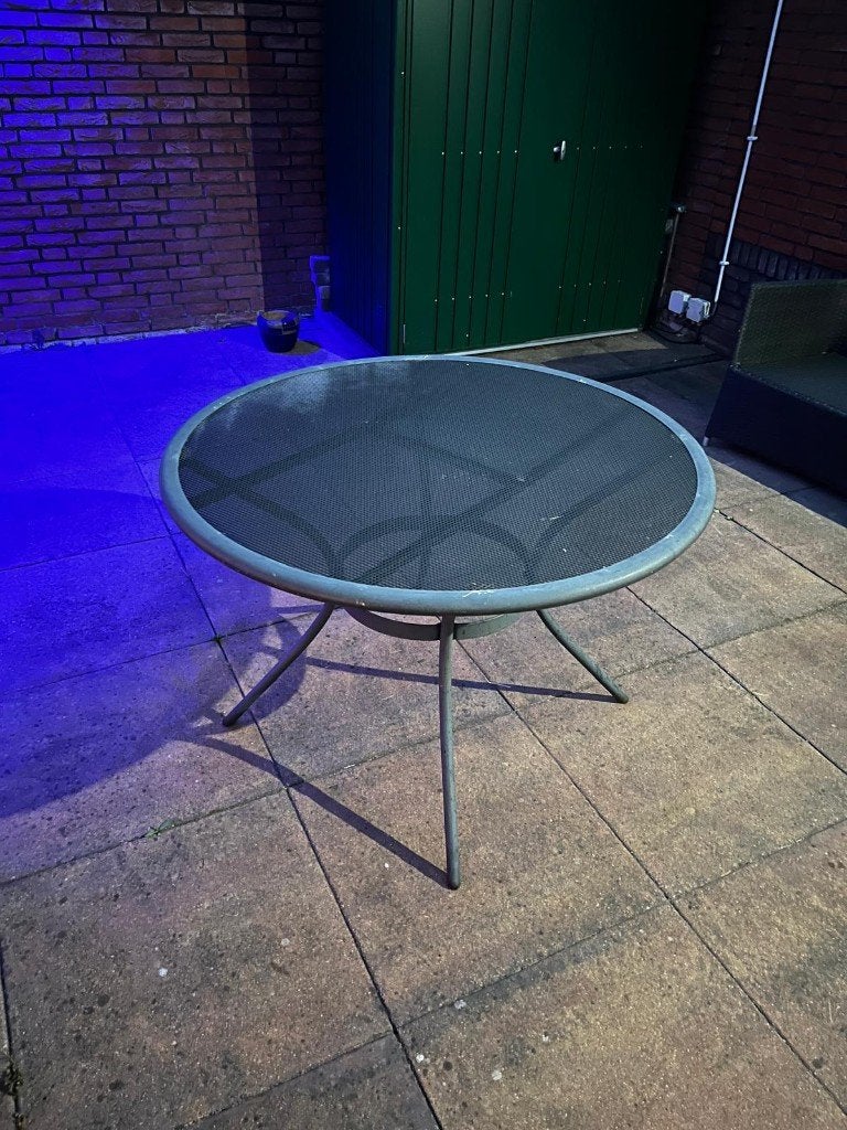 Tuintafel, Tuin en Terras, Tuintafels, Ophalen, Gebruikt, Rond, Metaal
