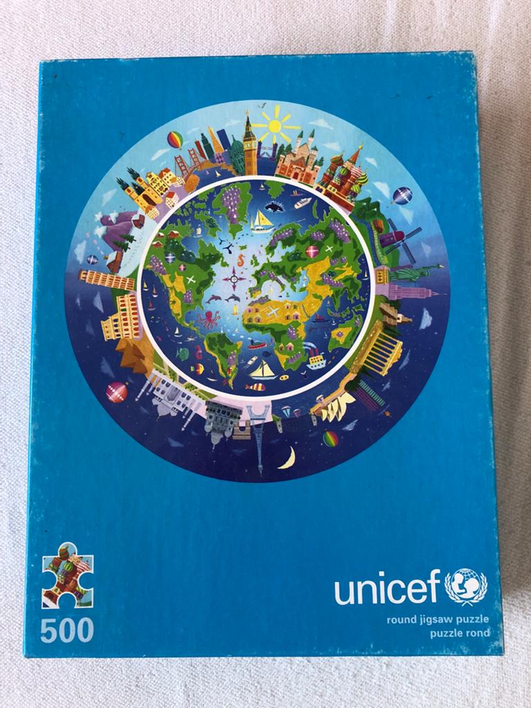 Unicef Wereldbol Puzzel 500 Stukjes Rond, Hobby en Vrije tijd, Denksport en Puzzels, Ophalen, Gebruikt