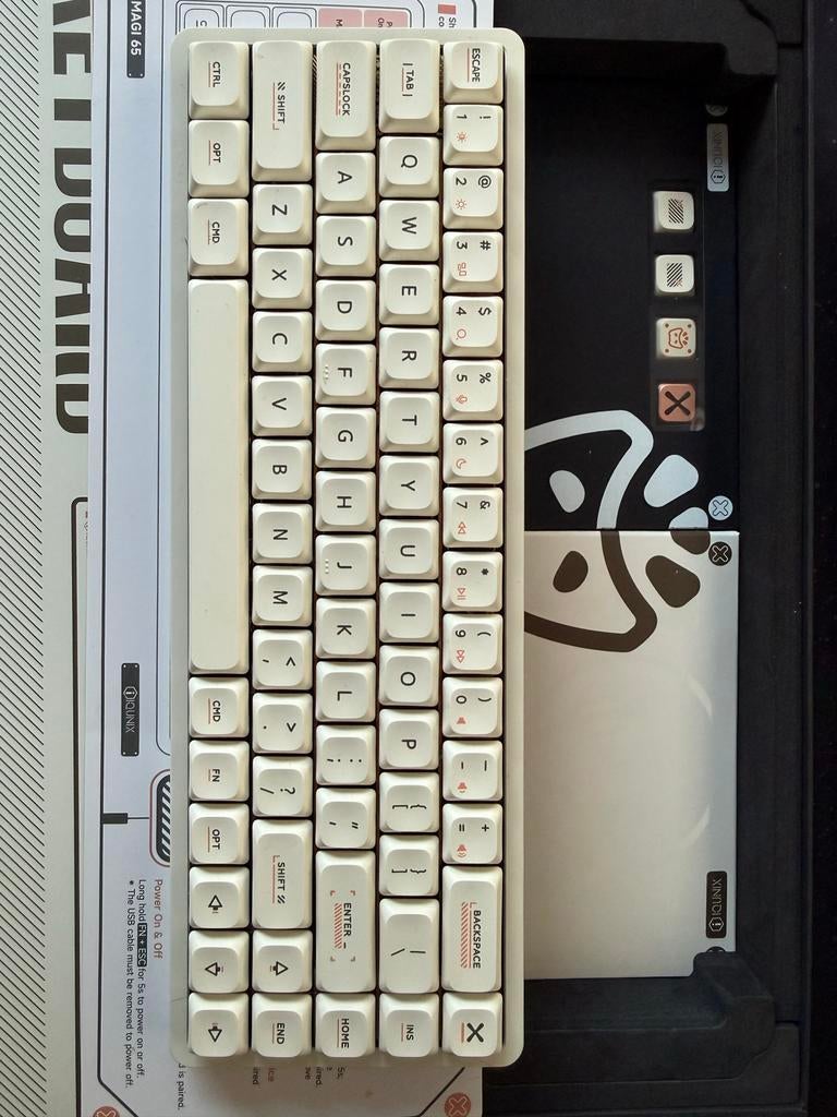 Iqunix Magi65 Ochre White Mechanisch Toetsenbord, Gaming toetsenbord, Ophalen of Verzenden, Zo goed als nieuw, Draadloos