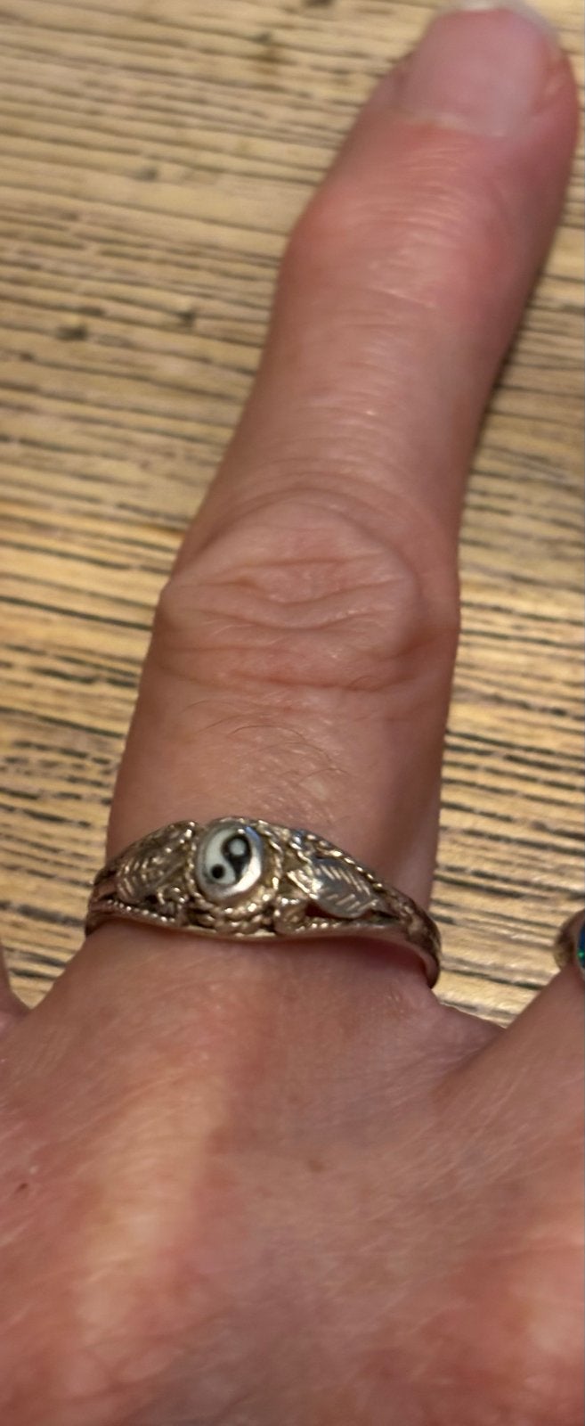 Zilveren  925 Yin Yang Ring - Maat 19,1, 19 tot 20, Ophalen of Verzenden, Zo goed als nieuw, Dame of Heer