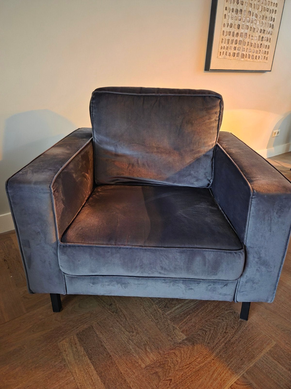 prachtige velours fauteuil, Ophalen, Overige materialen, 75 tot 100 cm, Zo goed als nieuw