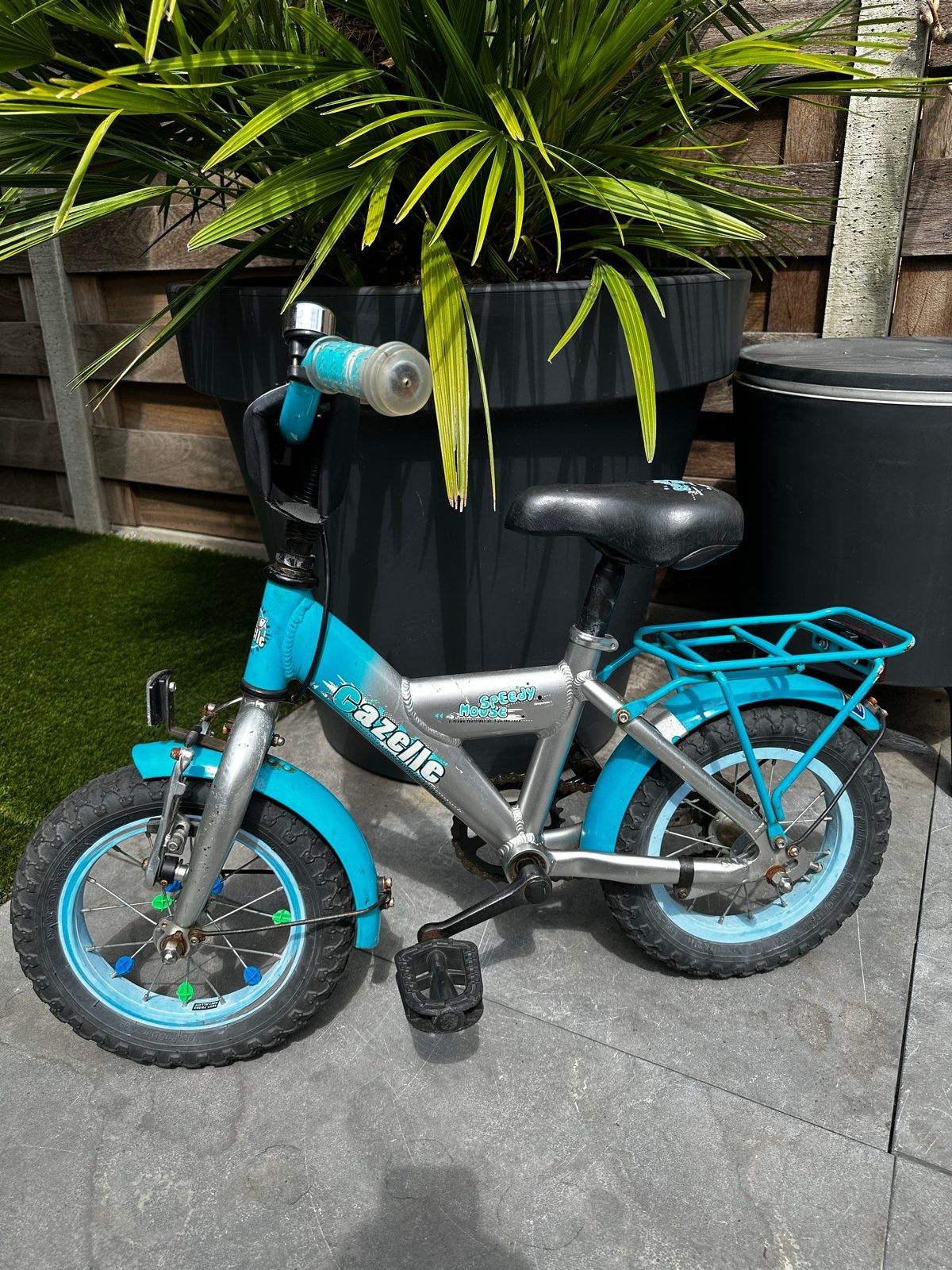 Gazelle kinderfiets - Blauw/Zilver - 12 inch, Ophalen, Terugtraprem, Zijwieltjes, Gebruikt