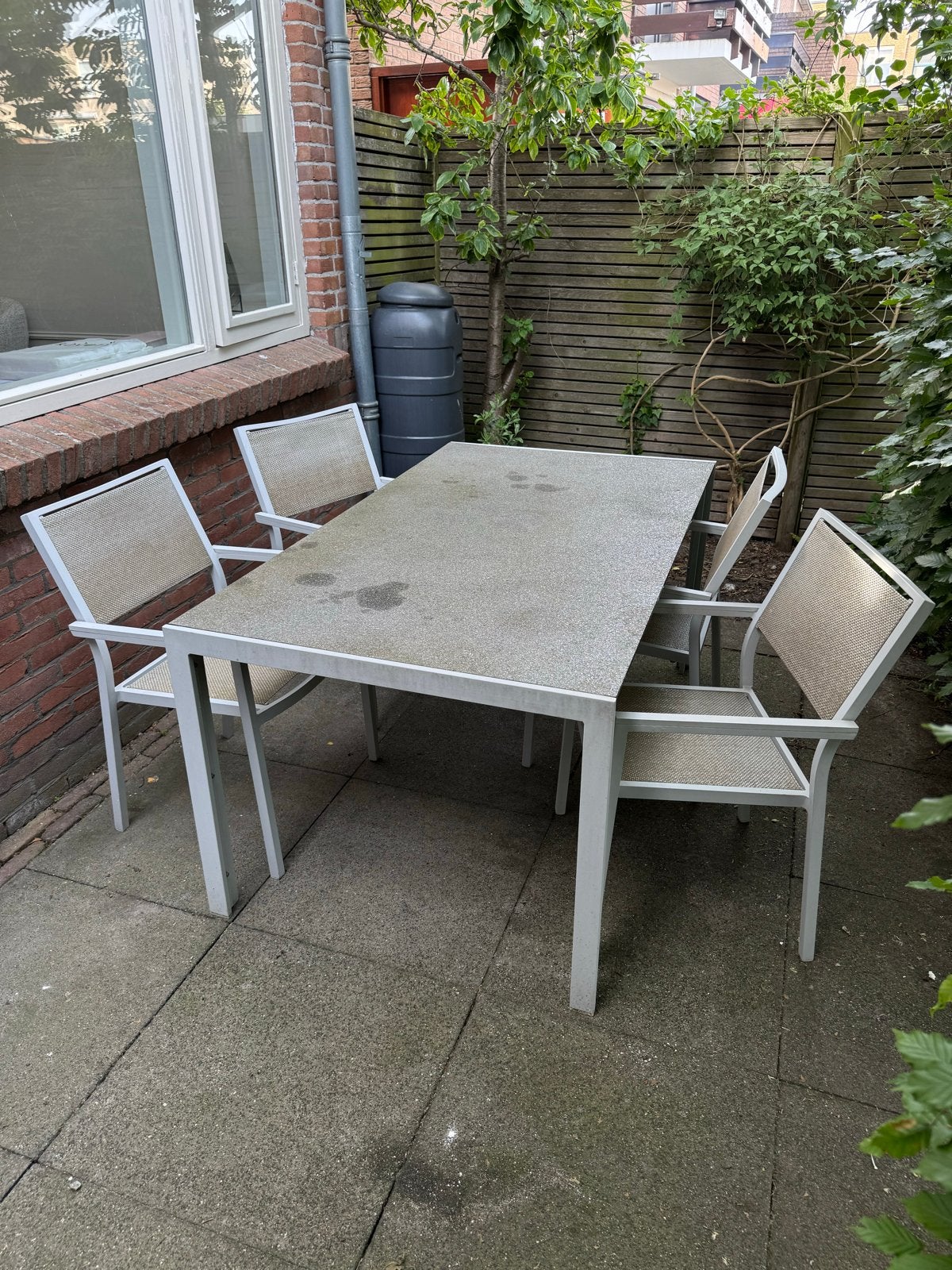 Bellagio tuinset: tafel met 4 stoelen, Ophalen, Gebruikt, Rechthoekig, Aluminium