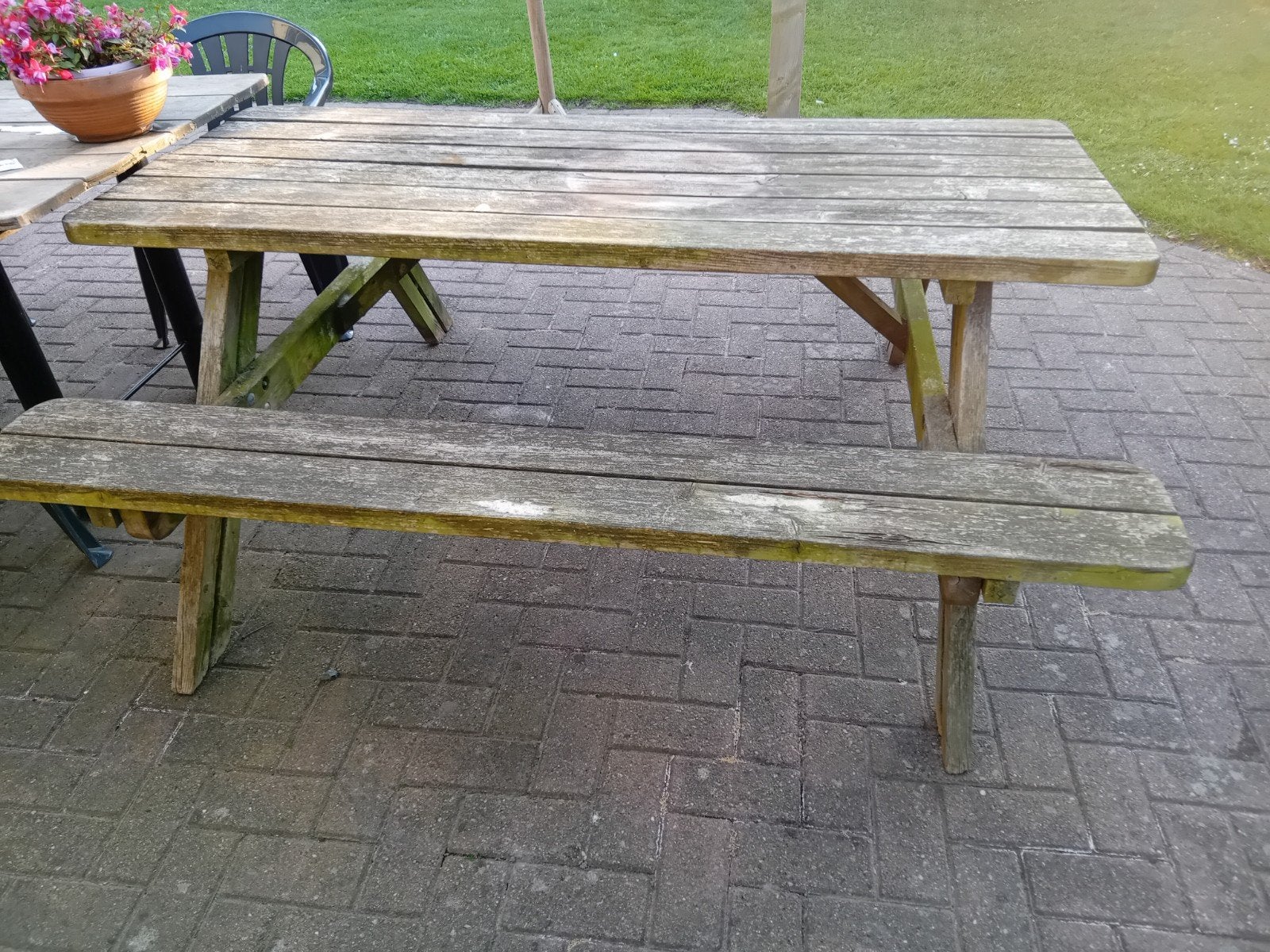 Picknicktafel, Tuin en Terras, Ophalen, Gebruikt, Rechthoekig, Hout