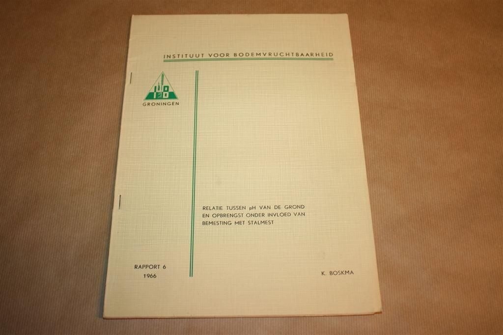 Instituut voor bodemvruchtbaarheid. Rapport 6., Ophalen of Verzenden, Gelezen, Natuurwetenschap