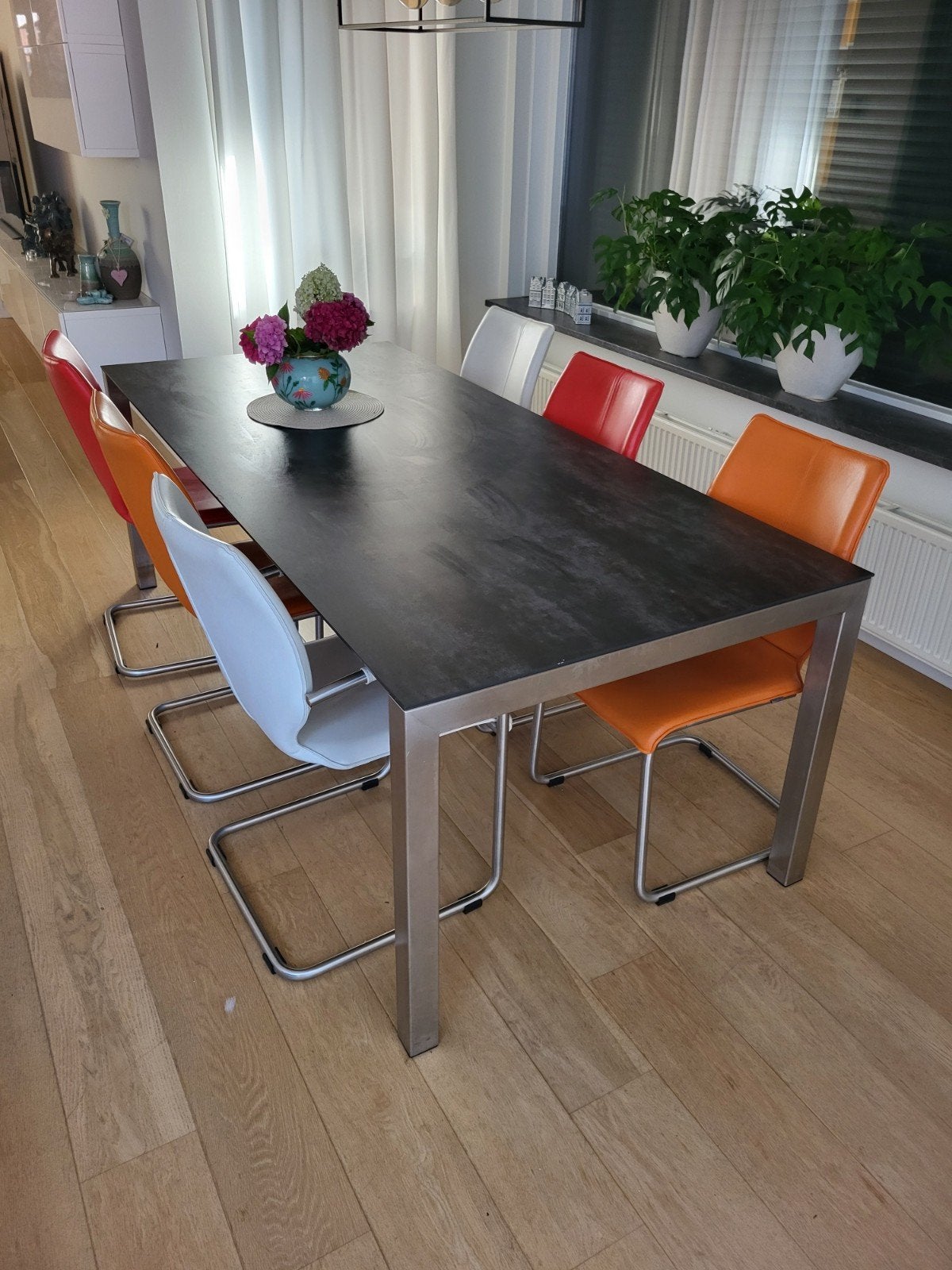 Eettafel, keramiek, Huis en Inrichting, Tafels | Eettafels, Ophalen, 200 cm of meer, 50 tot 100 cm, Zo goed als nieuw