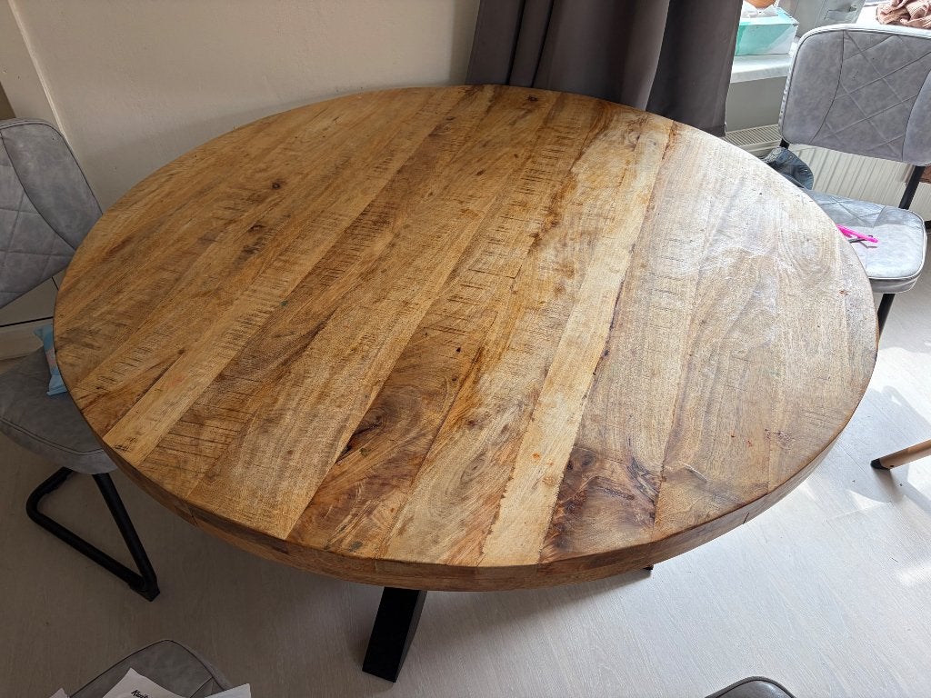 Mango houten tafel, Huis en Inrichting, Tafels | Eettafels, Ophalen, Rond, 200 cm of meer, 50 tot 100 cm