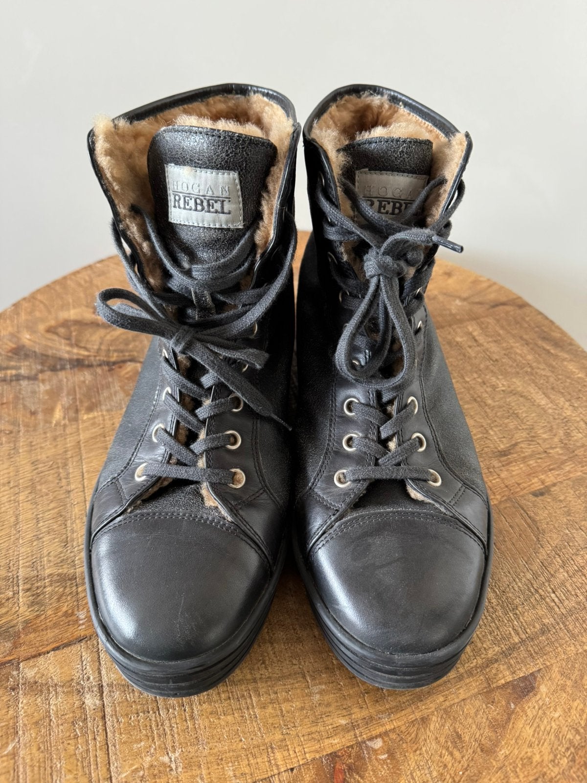 *Hogan Rebel* Hoogwaardige schoenen met bont mt 39 Als Nieuw, Verzenden, Zwart, Lage of Enkellaarzen, Zo goed als nieuw