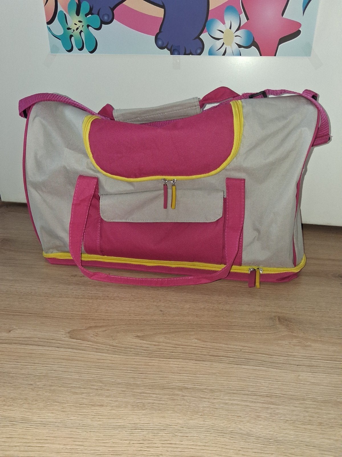 Roze grijze sporttas met dubbele bodem meisje, Ophalen of Verzenden, Zo goed als nieuw, Meisjes