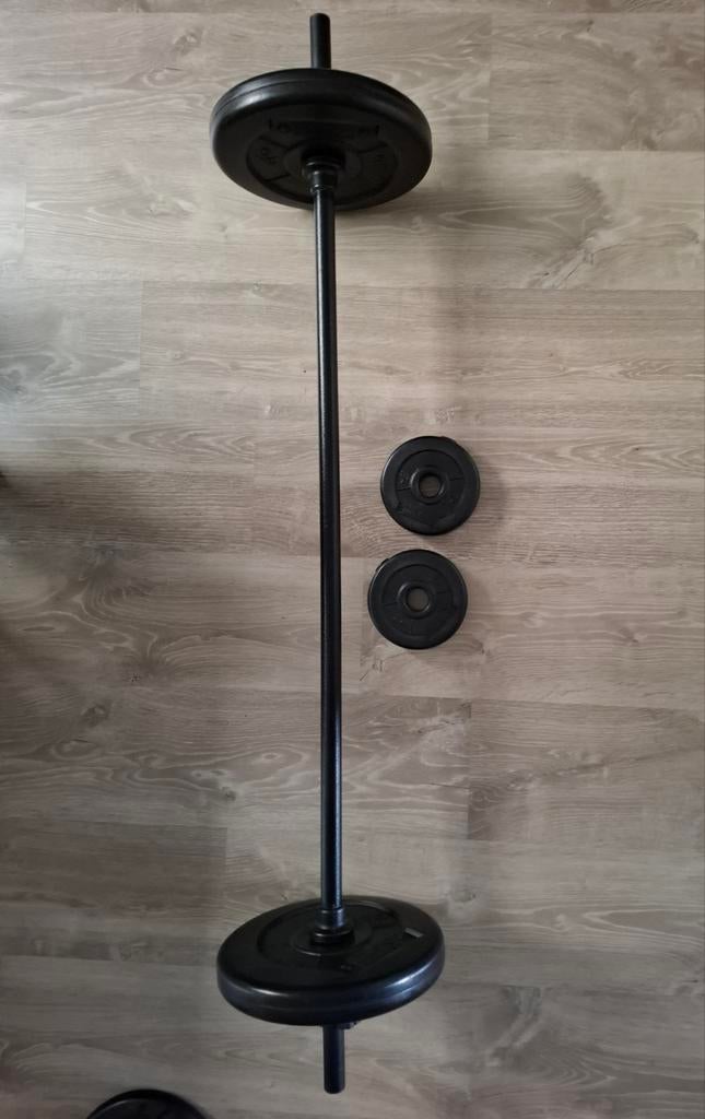 Halterset met kettlebell en losse gewichten, Sport en Fitness, Fitnessmaterialen, Ophalen, Gebruikt, Benen, Halterset