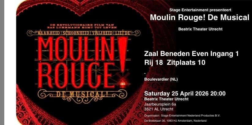 de musical Moulin Rouge in Utrecht, Twee personen