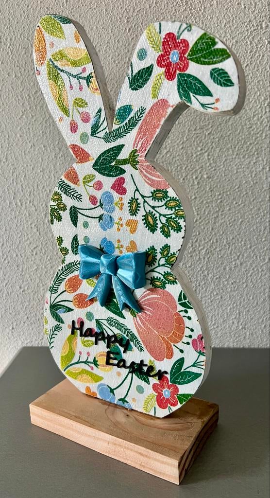 Kleurrijke Paashaas Happy Easter, Diversen, Pasen, Ophalen of Verzenden, Zo goed als nieuw