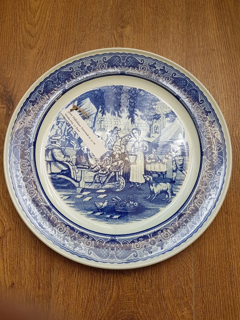 Wandbord Boerenmarkt Blauw Delfts doorsnede 33 cm, Ophalen of Verzenden