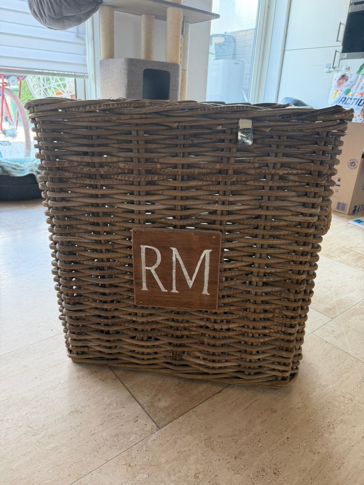 Grote Riviera Maison mand, Ophalen, Zo goed als nieuw, Vierkant, Riet