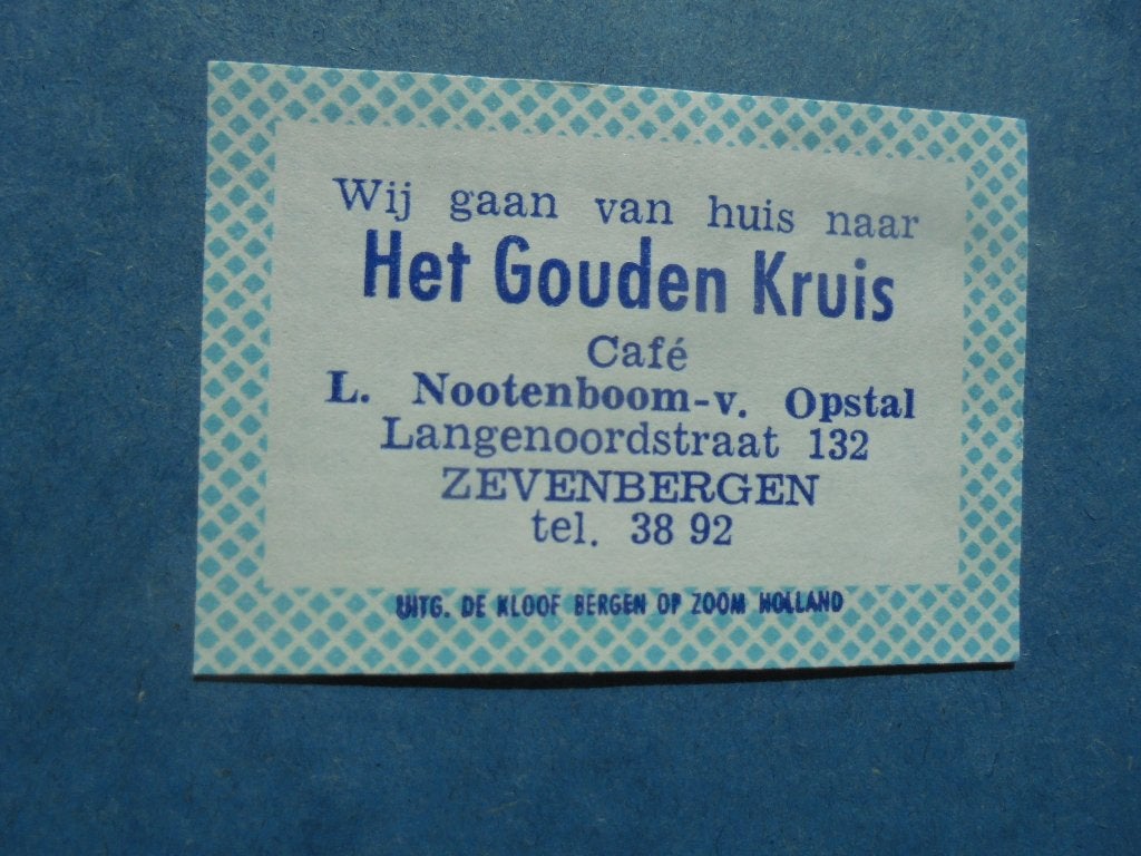 Oud luciferetiket Het Gouden Kruis in ZEVENBERGEN Nootenboom, Ophalen of Verzenden, Zo goed als nieuw, Sigarenbandjes