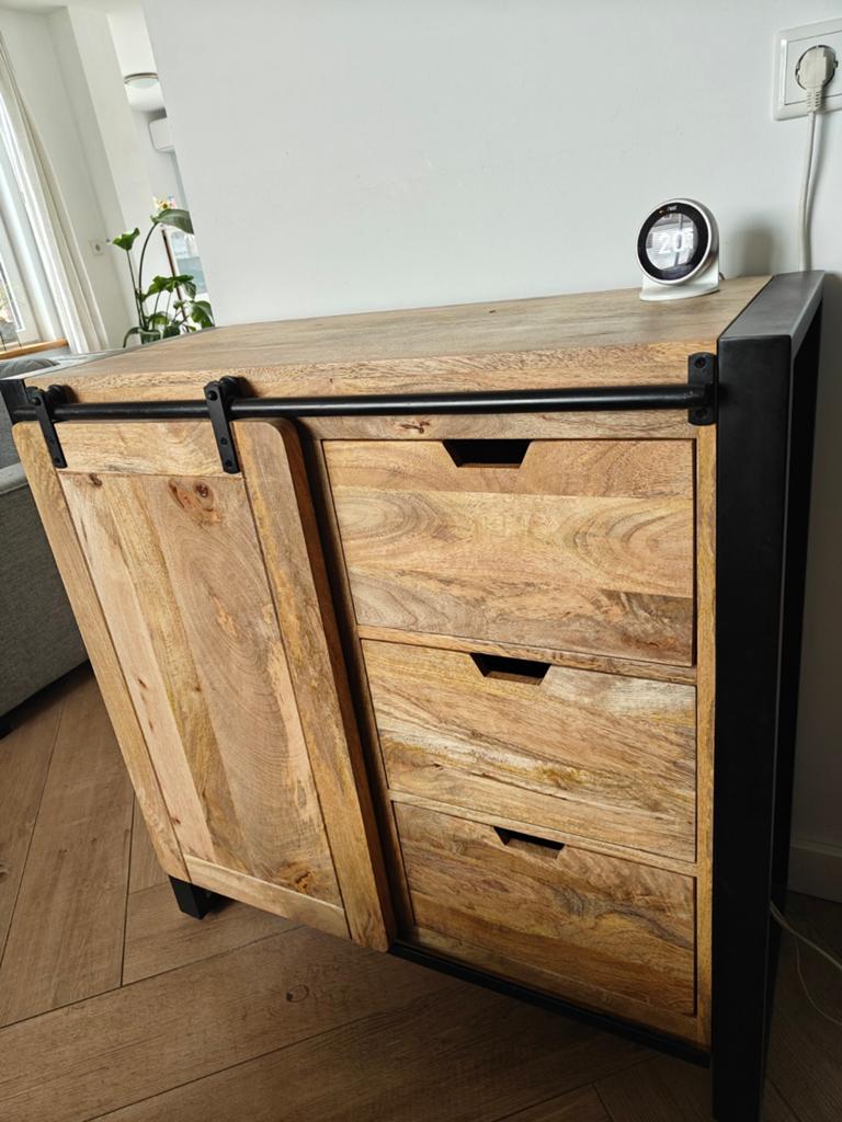 Rechthoekig dressoir 90x45 cm mangohout (nieuw in de doos), Huis en Inrichting, Kasten | Dressoirs, Ophalen, Nieuw, 50 tot 100 cm