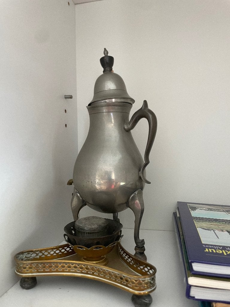 Antieke Tinnen kan en koffiekan met suiker en melk kannetjes, Antiek en Kunst, Antiek | Tin, Ophalen