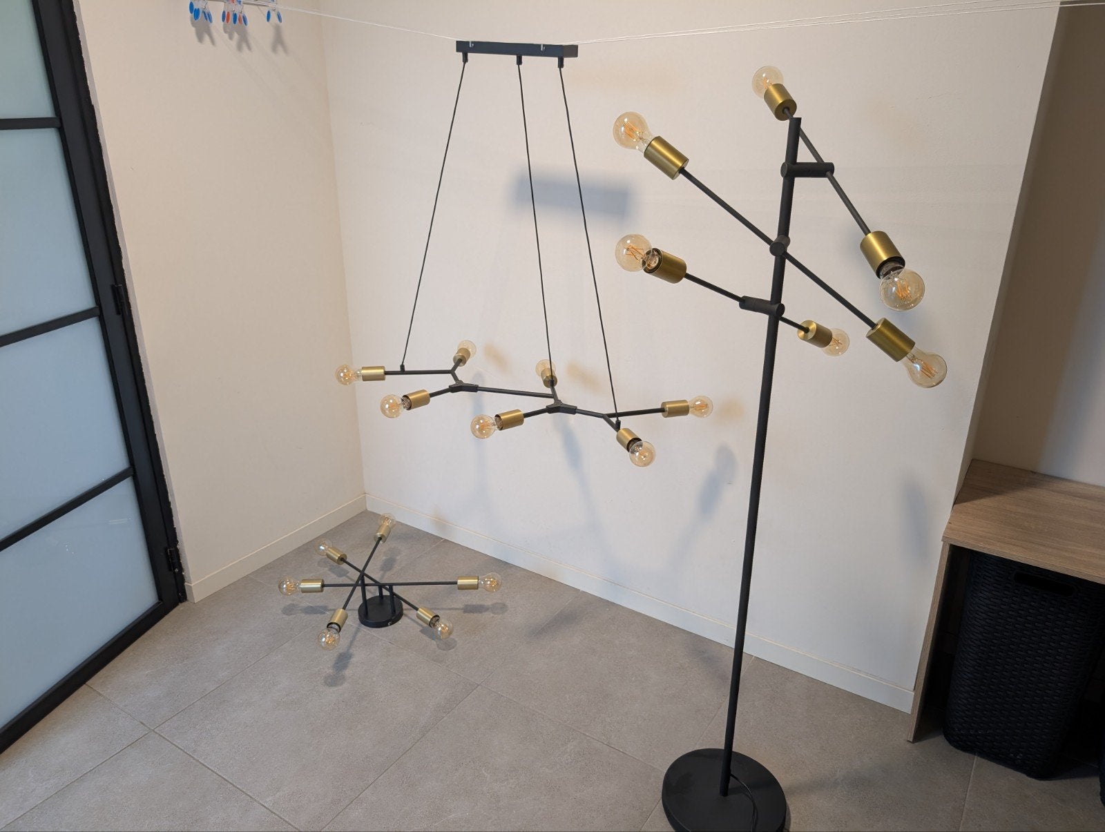 Trio Cross lampenset: hanglamp, vloerlamp, plafondlamp, Overige merken, Zwart, E27 (groot), Zo goed als nieuw