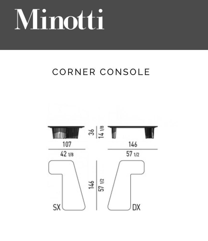 Foto 2 van Minotti Song corner Console / hoektafel brushed Elm Lp 5,5K