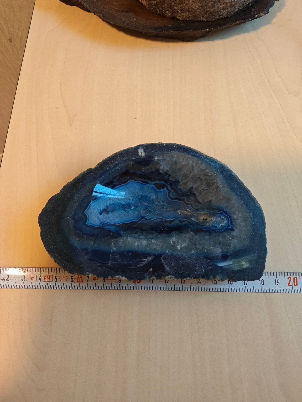 Prachtige Blauwe Agaat Geode Plak - Decoratief Mineraal, Verzamelen, Ophalen of Verzenden, Mineraal