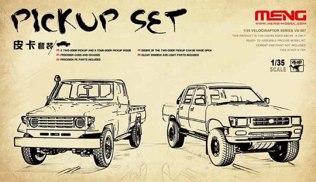 D-518,MENG 1-35,NO,VS-007,Pickup Set, Overige merken, 1:32 tot 1:50, Overige typen, Nieuw