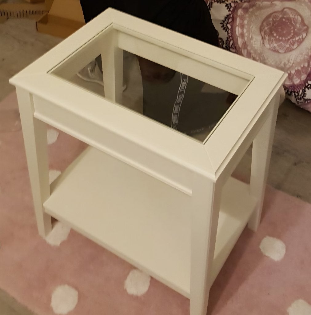 Salontafel wit met glas IKEA, Ophalen, 50 – 75, Minder dan 50 cm, Gebruikt