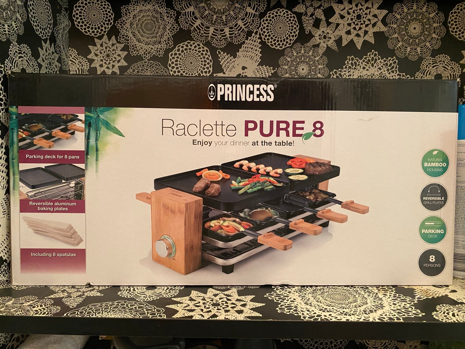 Princess Raclette Pure 8 - Grill en Raclette voor 8 personen, Ophalen, Nieuw, 8 personen of meer