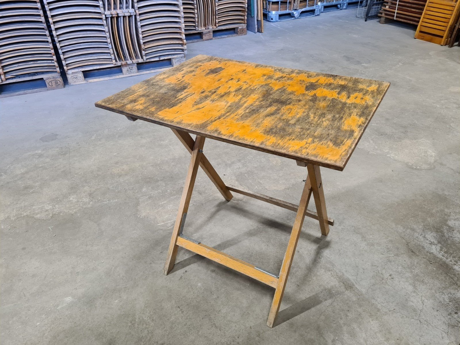 partij vintage oude KLAPTAFELS horeca bistro café tafeltjes, Ophalen, Gebruikt, 50 tot 100 cm, Retro vintage