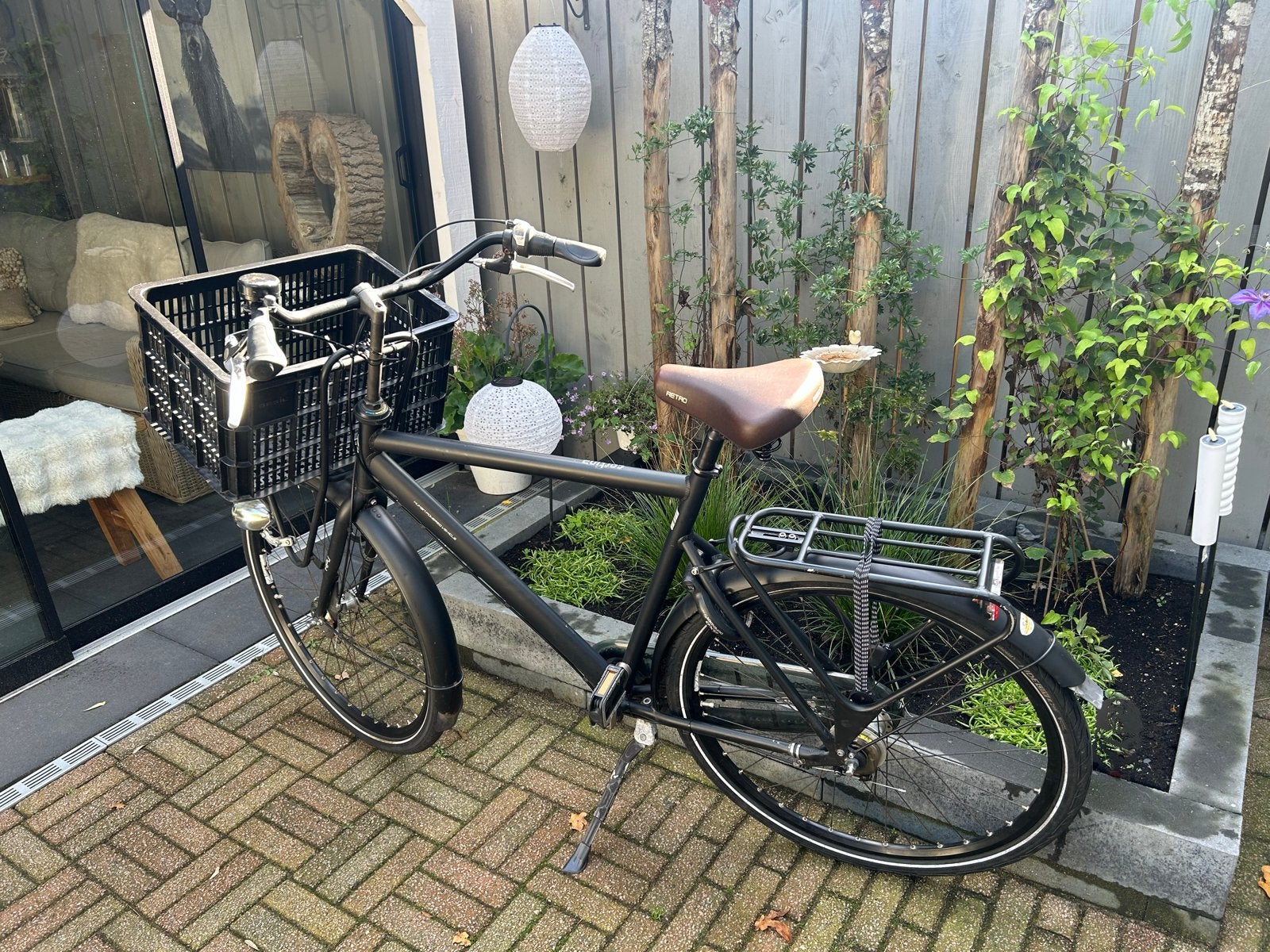 Cortina herenfiets met krat - Gebruikt, Fietsen en Brommers, Ophalen, Gebruikt
