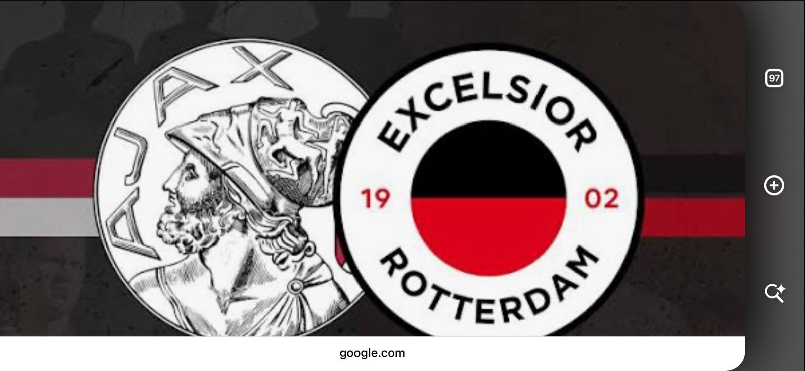 Ajax - Excelsior twee kaarten naast elkaar