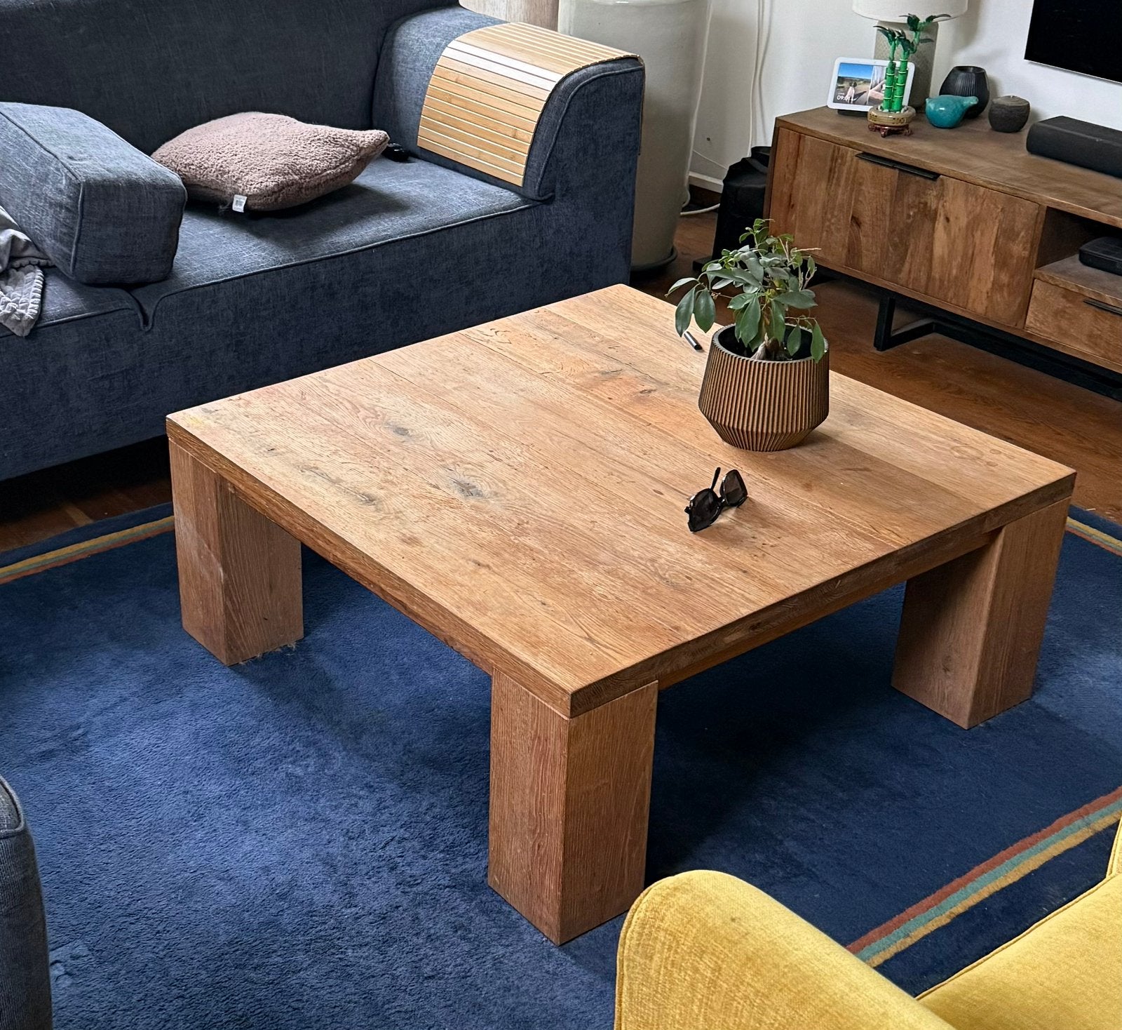Eiken salontafel, vierkant, Ophalen, Gebruikt, 50 tot 100 cm, 50 tot 100 cm