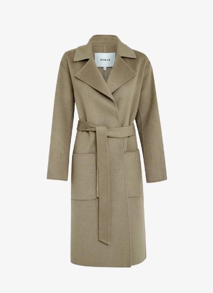 Minus CHANTAL wollen mantel coat donkerbeige maat 38, Maat 38/40 (M), Minus, Beige, Nieuw