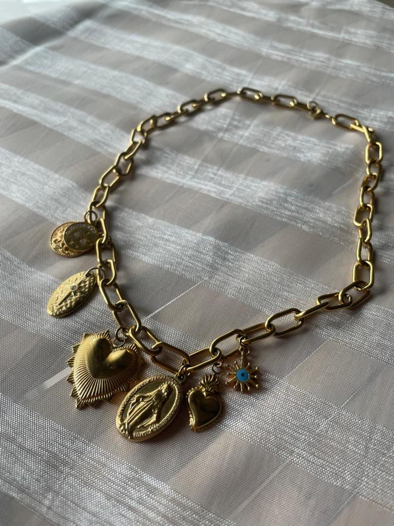 Bedelketting fascinato 18 k / stainless steel, Verzenden, Zo goed als nieuw, Zilver, Overige materialen