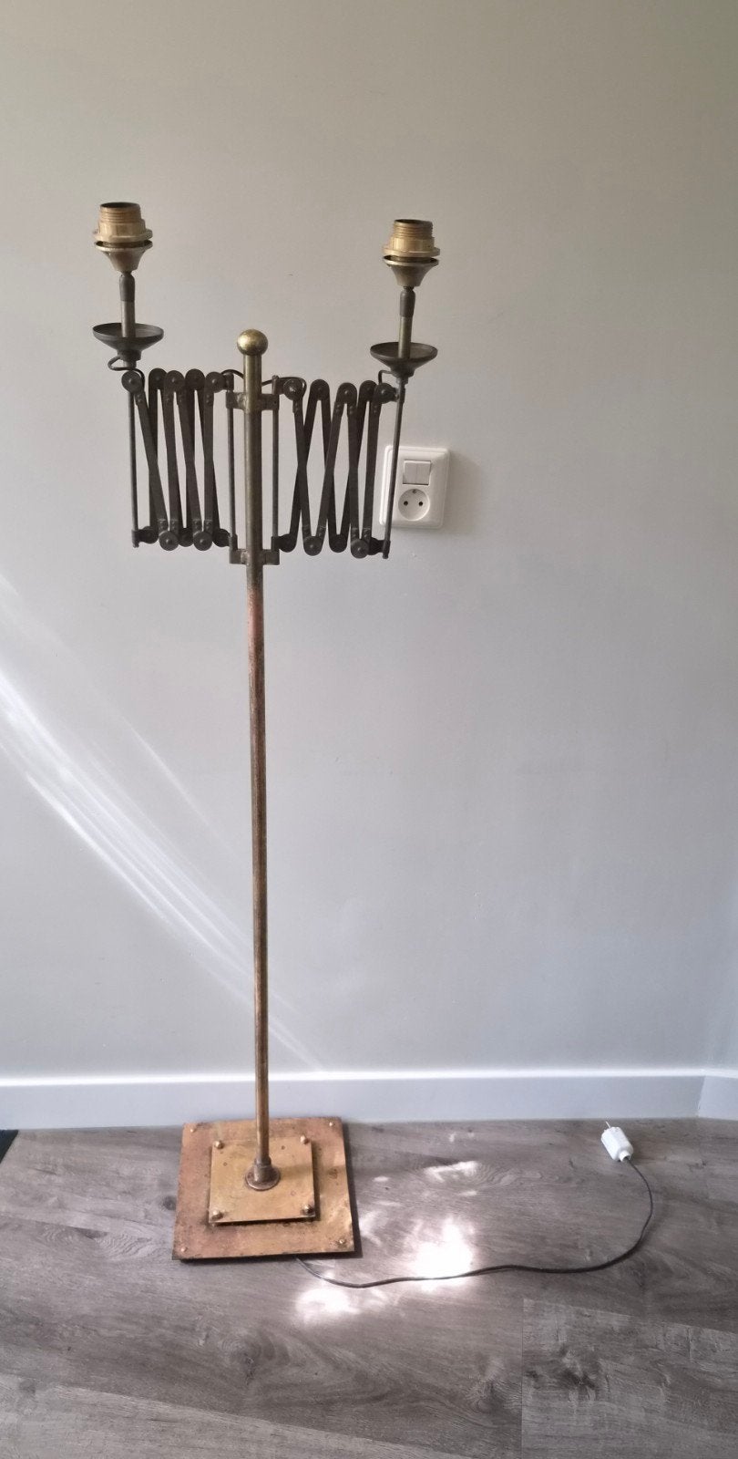 Unieke Art Deco Schaarlamp Staande Lamp van Messing, Ophalen